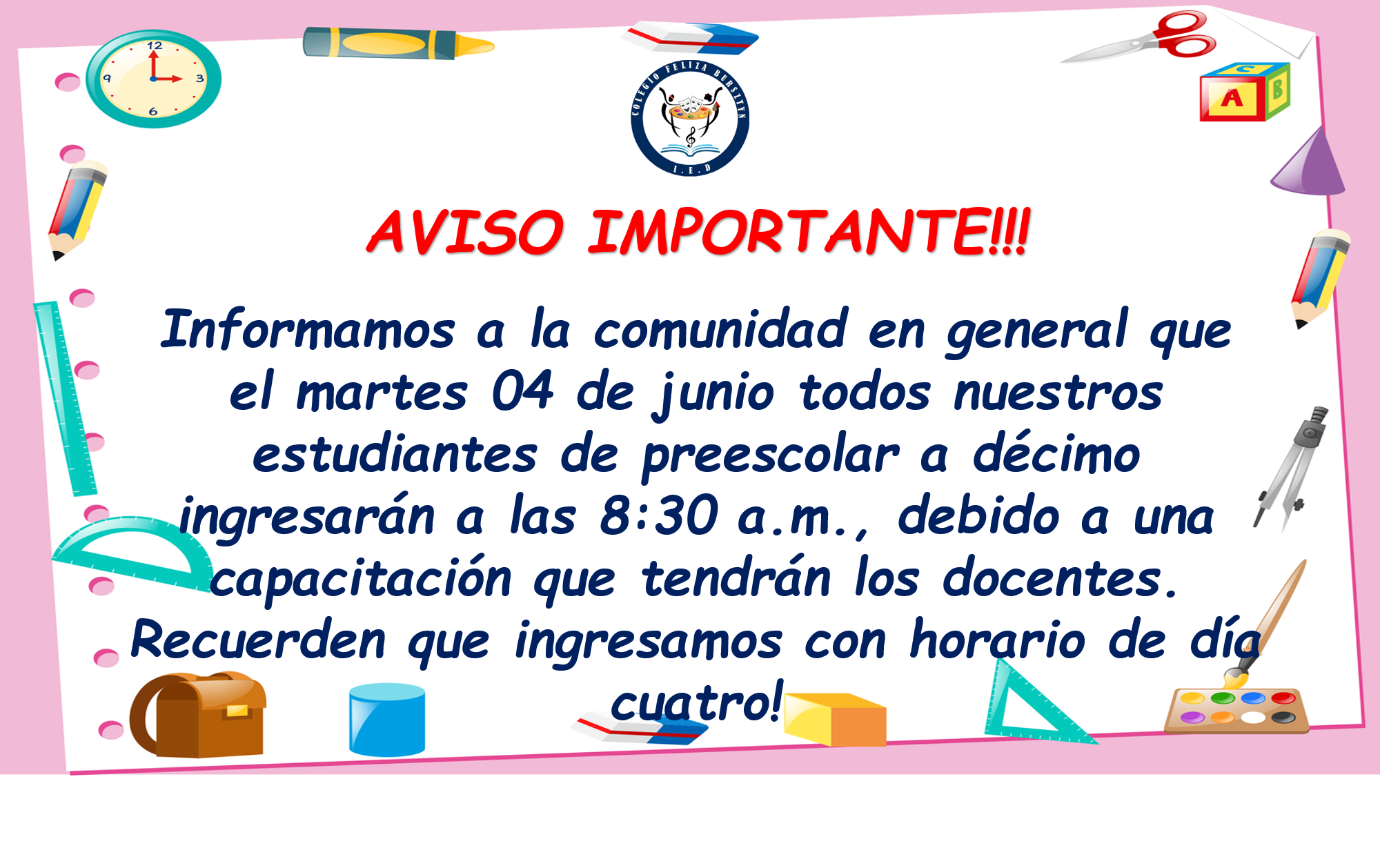 NOVEDAD MARTES 04 DE JUNIO