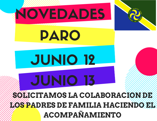 NOVEDADES PARO JUNIO 13 Y 14