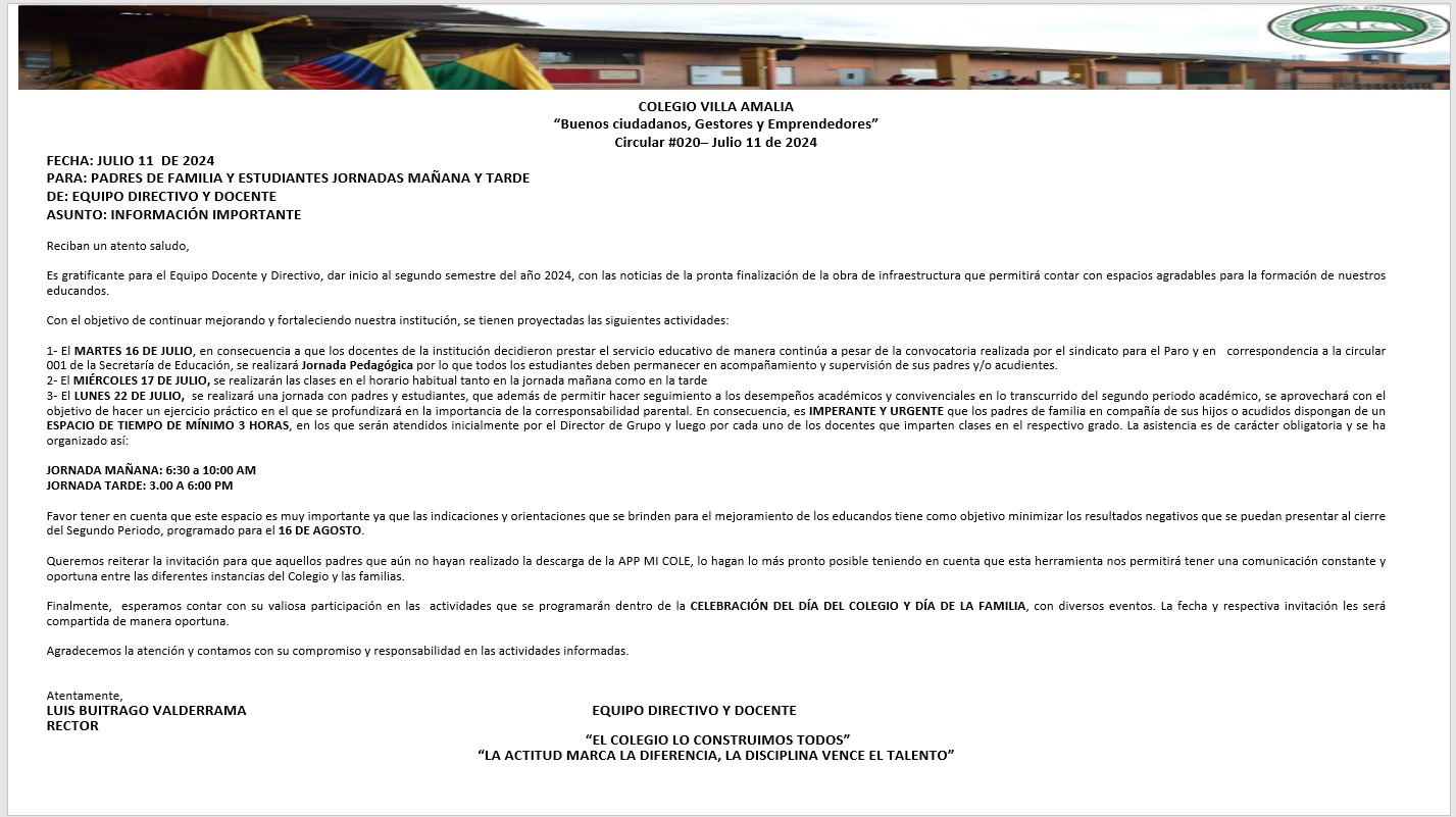 circular 20 de julio 11 de 2024