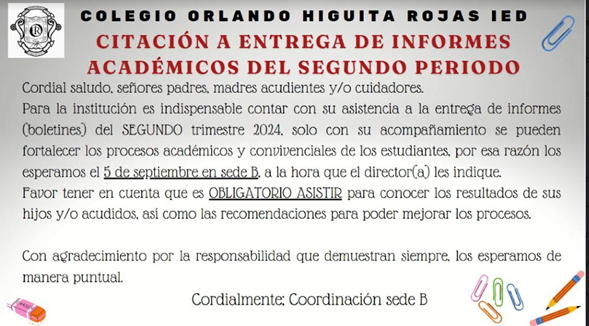 Entrega de Boletines Sede B