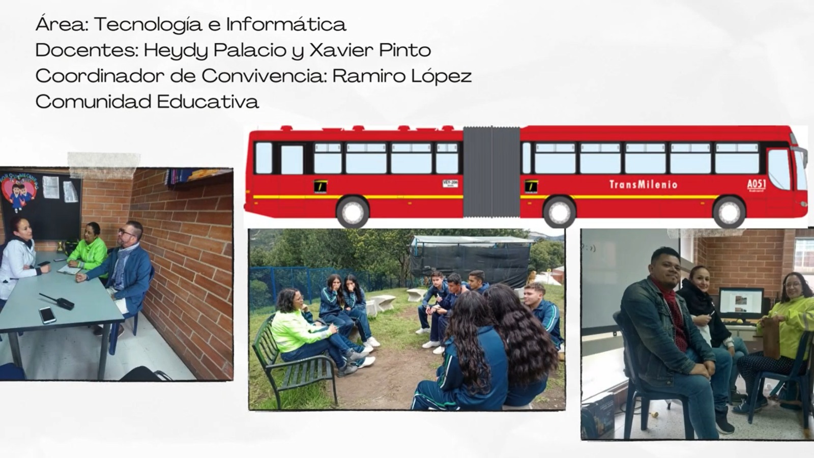 Líderes del proyecto de movilidad en el Colegio San José de Usme. 