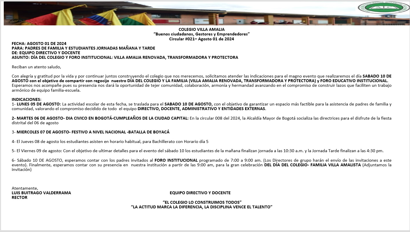Circular 21 del 1 de agosto de 2024