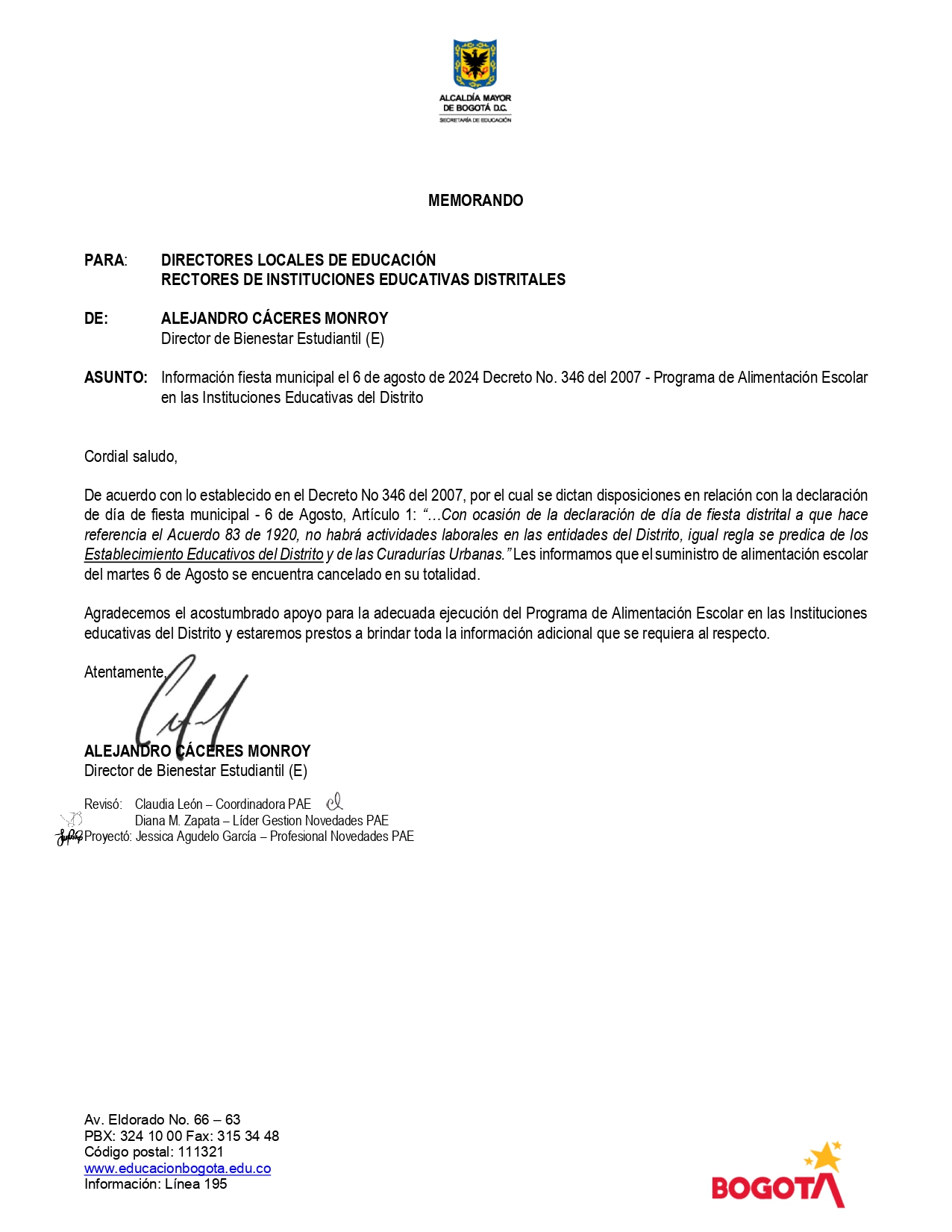 Información día 6 de agosto