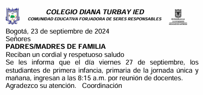 CIRCULAR PARA JORNADAS ÚNICA Y MAÑANA