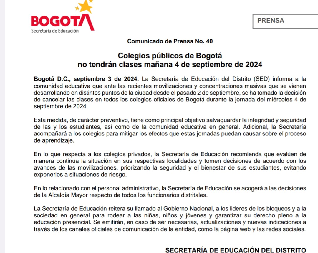 Comunicado de prensa # 40