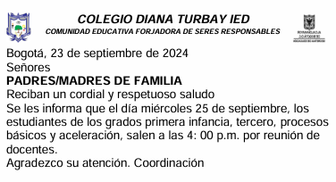 CIRCULAR PARA JORNADA TARDE