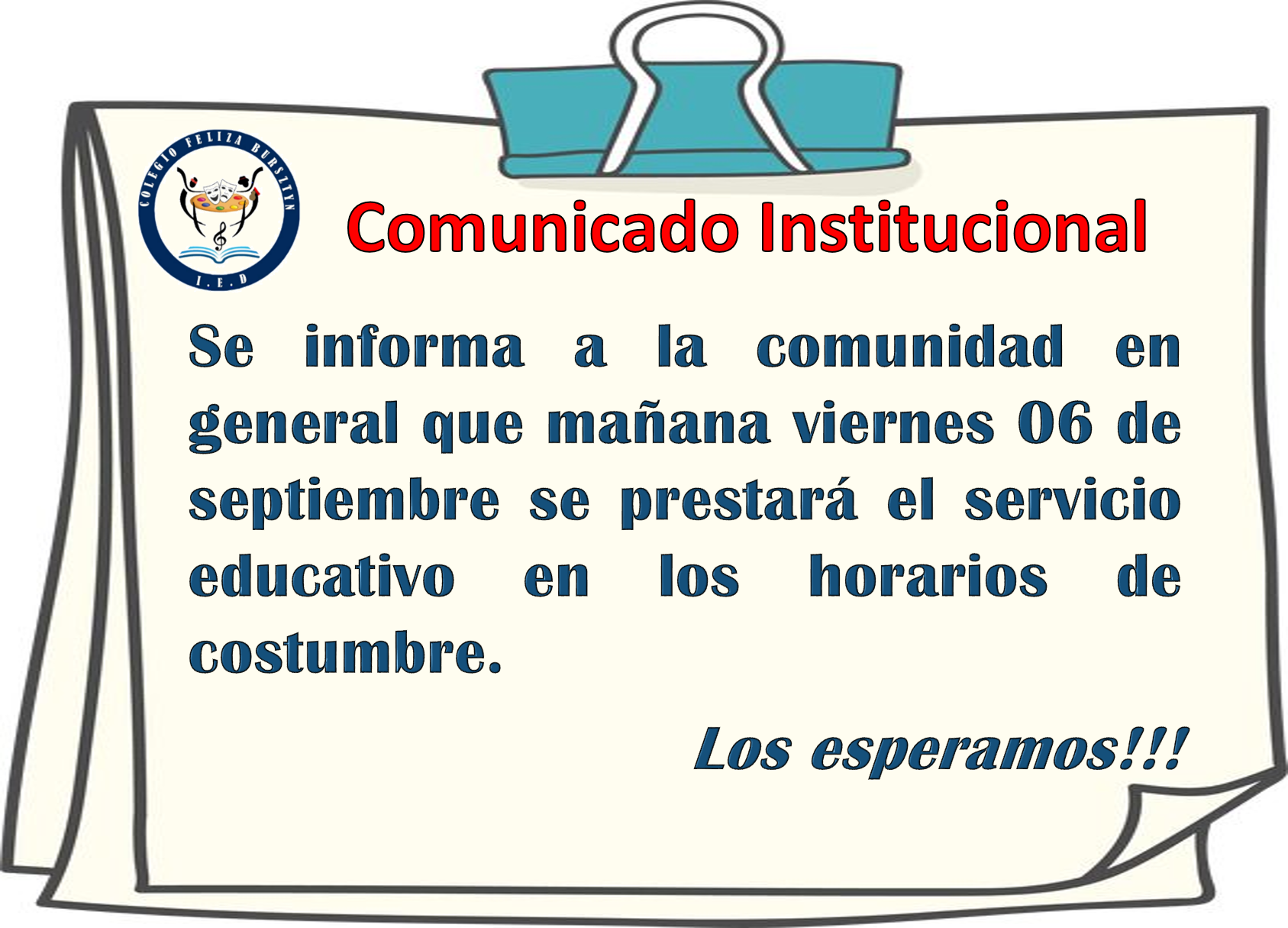 NOVEDAD VIERNE 06 DE SEPTIEMBRE