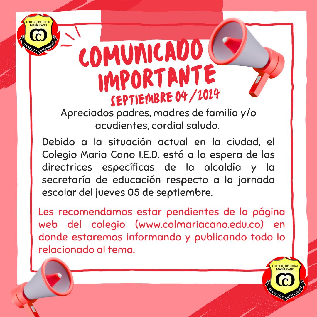 Comunicado Importante Septiembre 4 del 2024