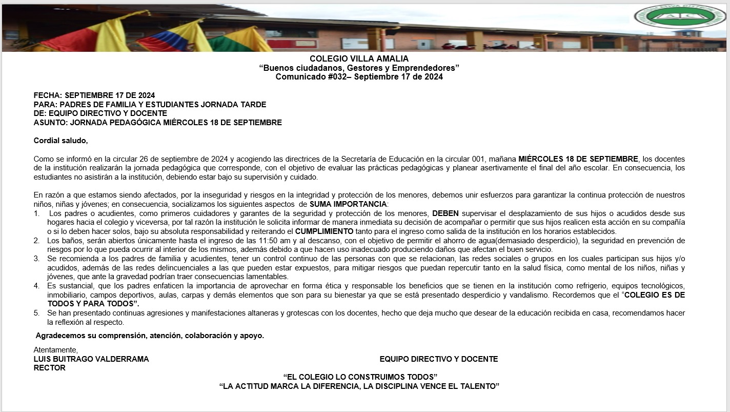 Comunicado 32 de 17 de Septiembre 2024