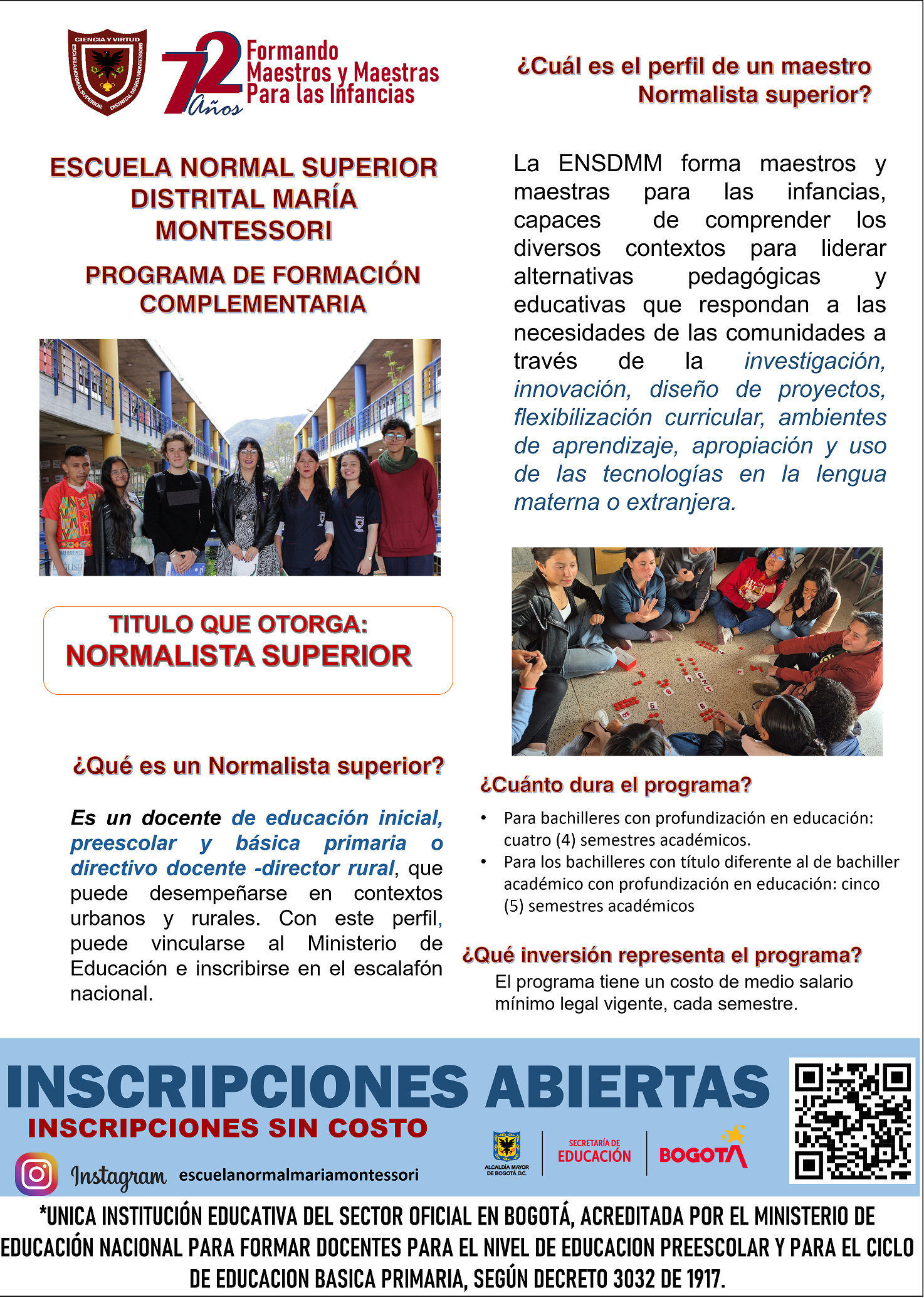 INSCRIPCIONES PROGRAMA DE FORMACIÓN COMPLEMENTARIA ENSDMM Primer SEMESTRE DE 2025