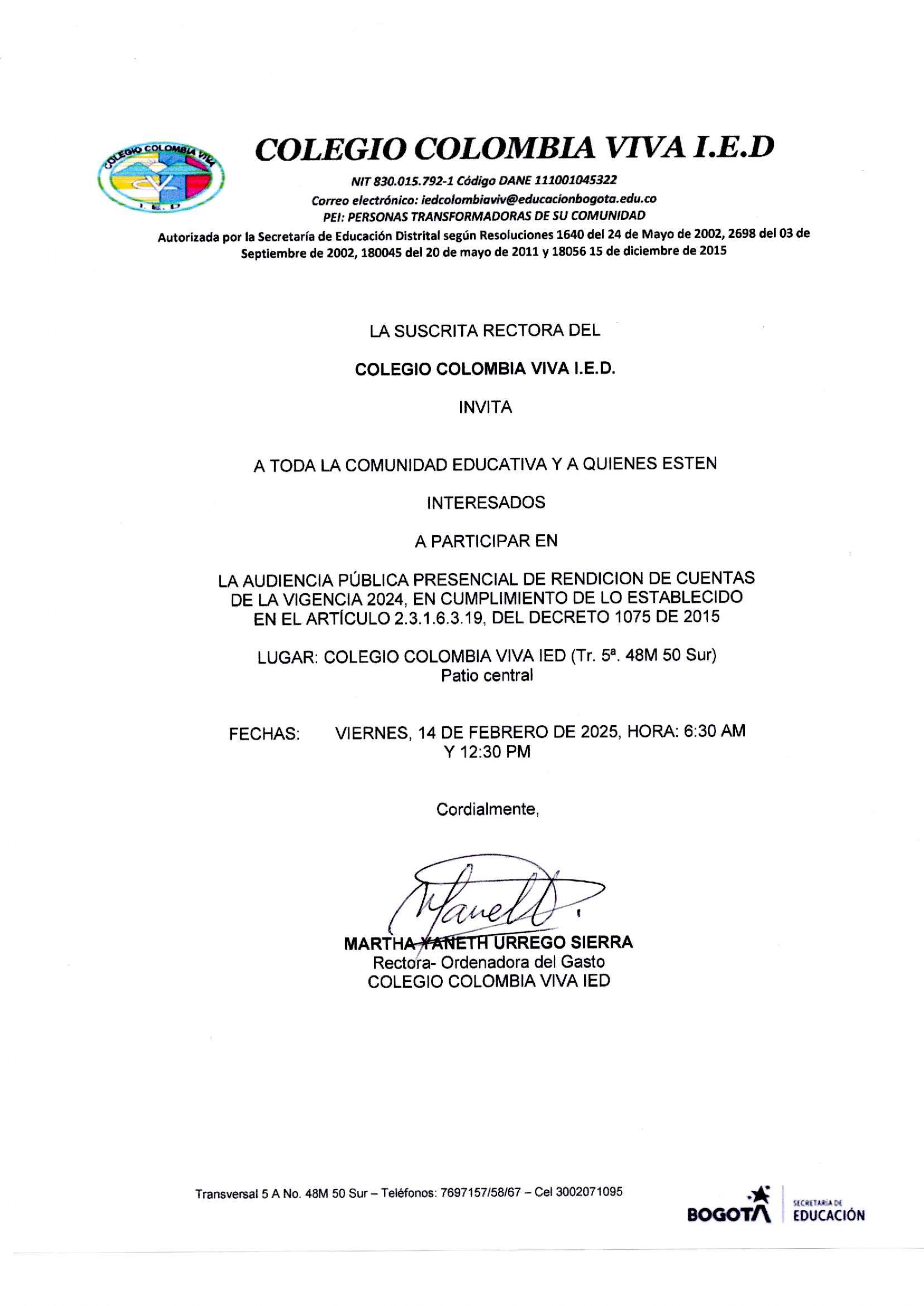 CONVOCATORIA RENCIÓN DE CUENTAS VIGENCIA 2024