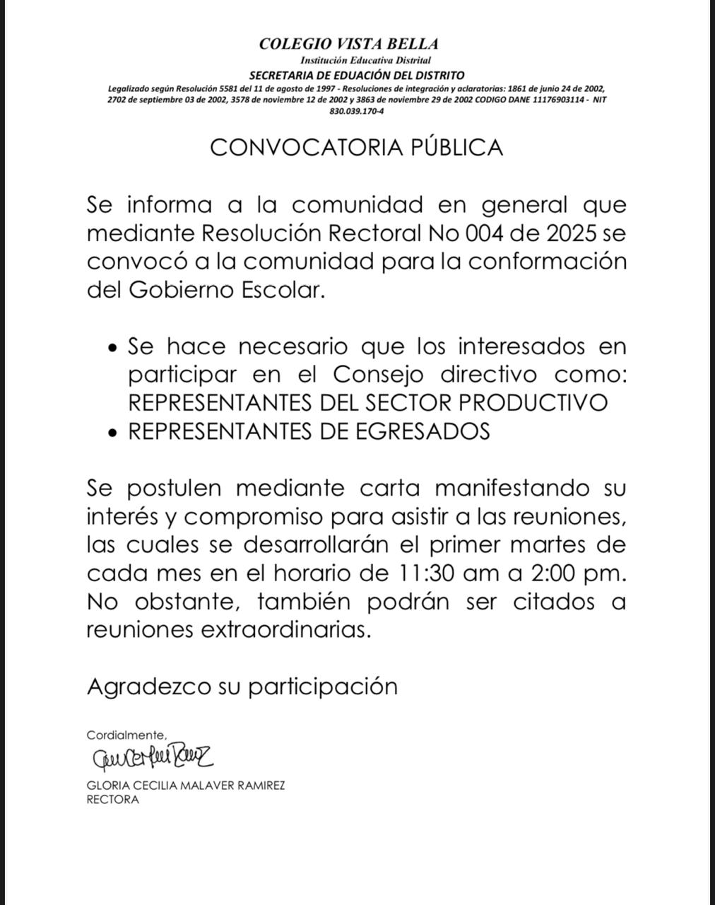 Convocatoria Consejo Directivo