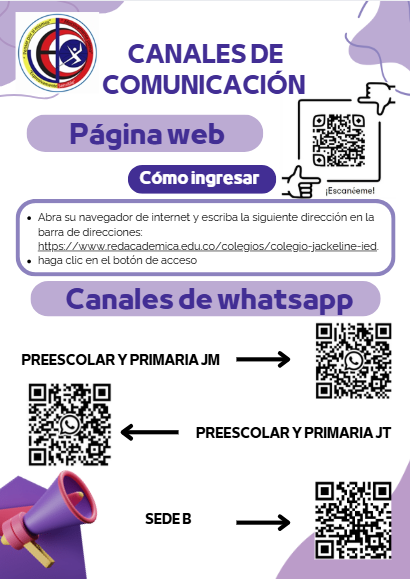 Los invitamos a seguir nuestros canales de WhatsApp para recibir información actualizada y estar al tanto de todas las novedades de la institución. ¡Su participación es clave para construir juntos un mejor ambiente escolar!