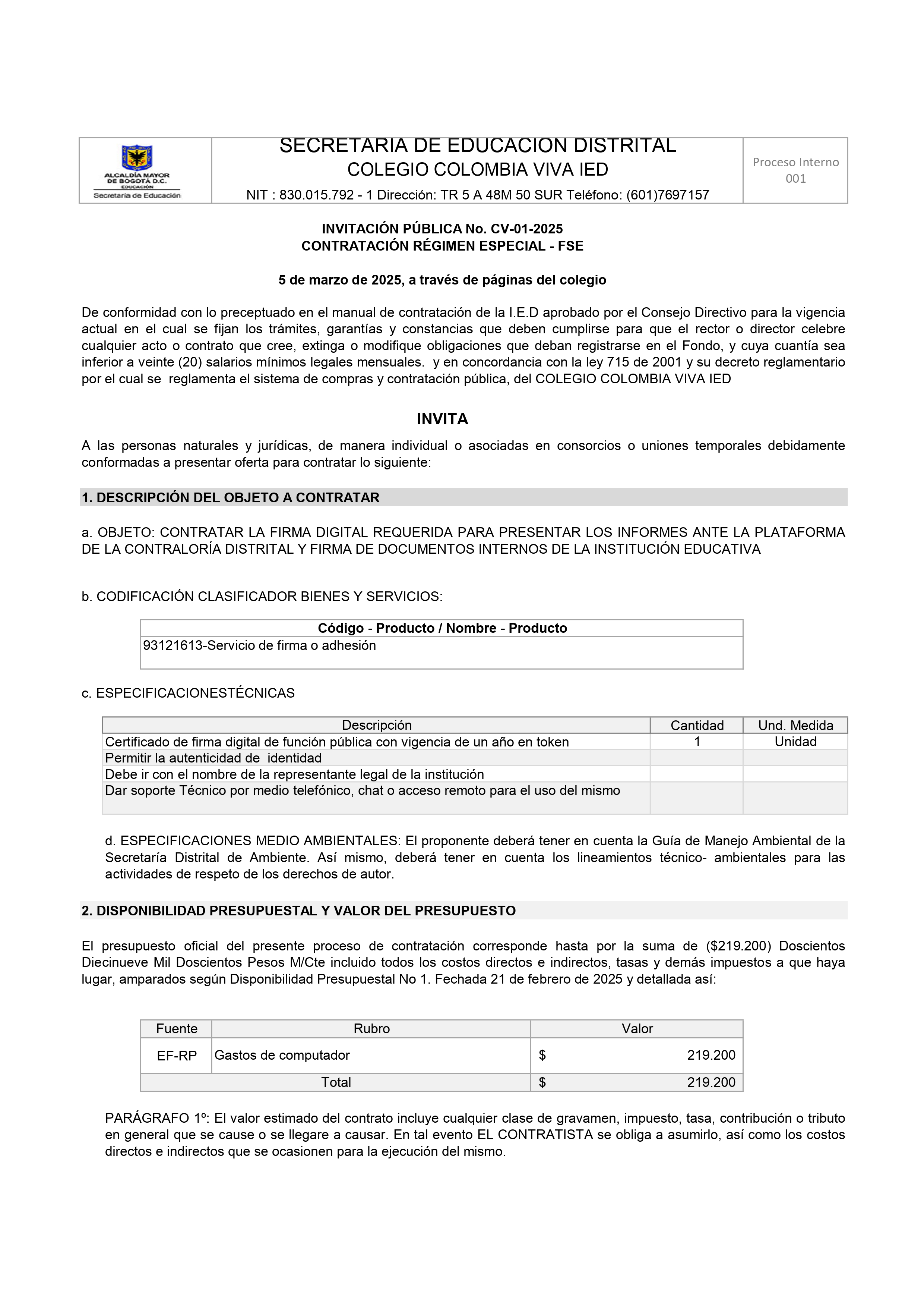 Llamado Ofertas firma 