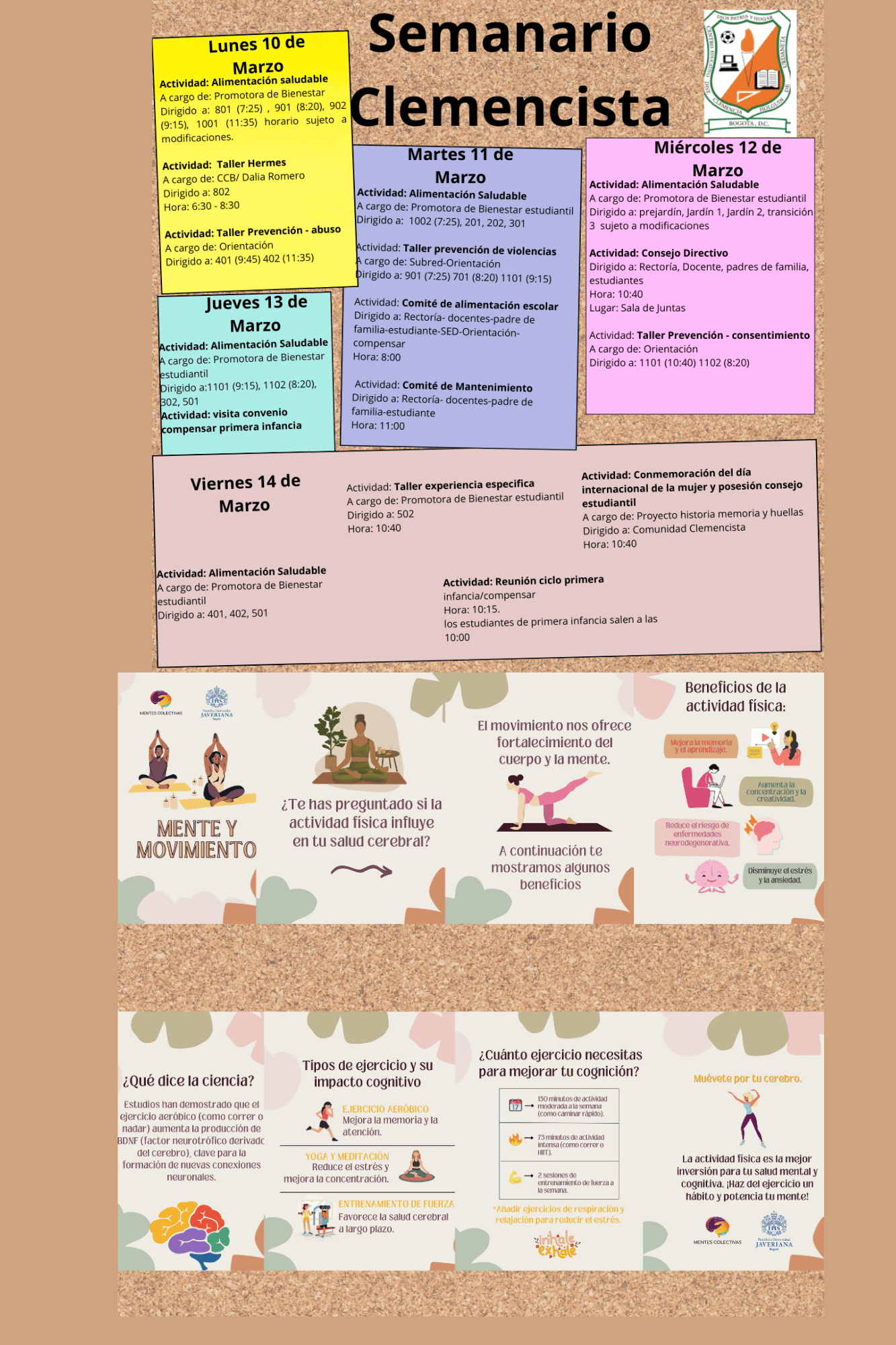 Boletín de actividades semanales del colegio Clemencia Holguín de Urdaneta I.E.D.