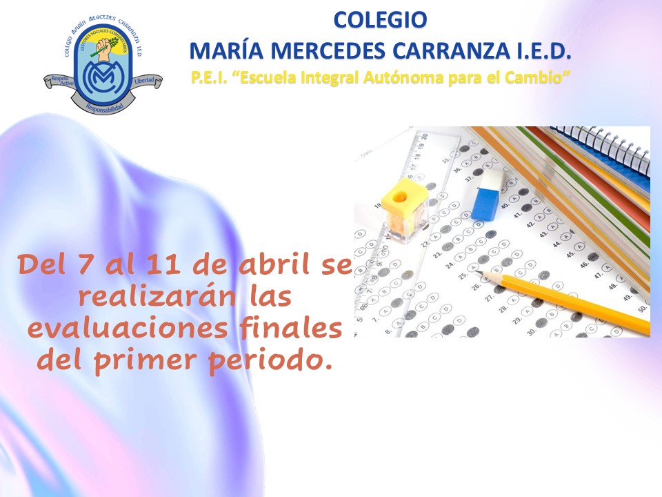 Evaluaciones finales primer periodo
