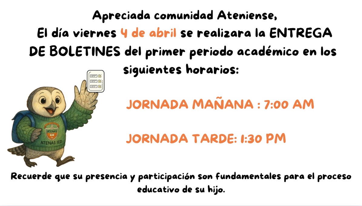 Invitación entrega de boletines. 