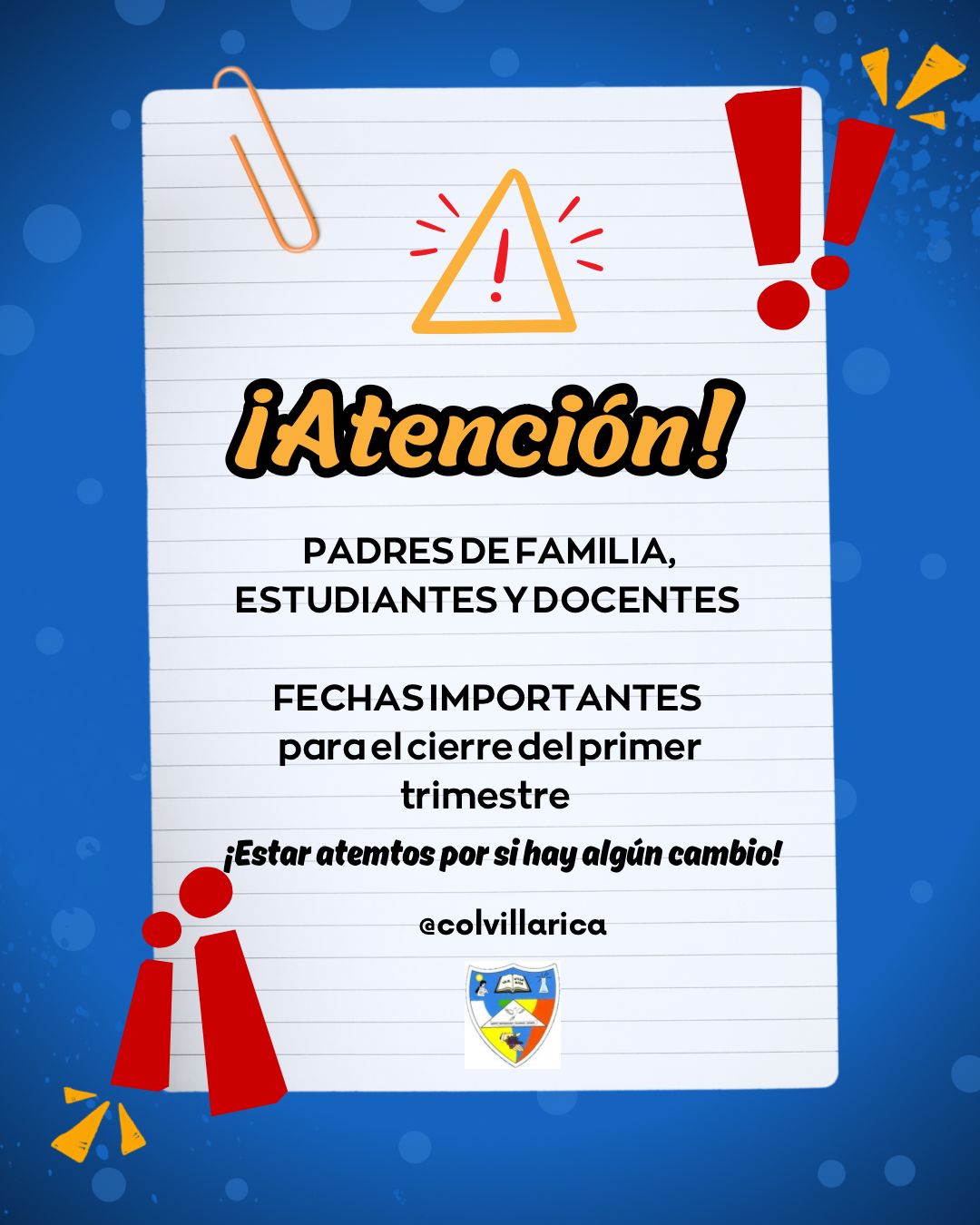 Imagen con texto de las fechas importantes