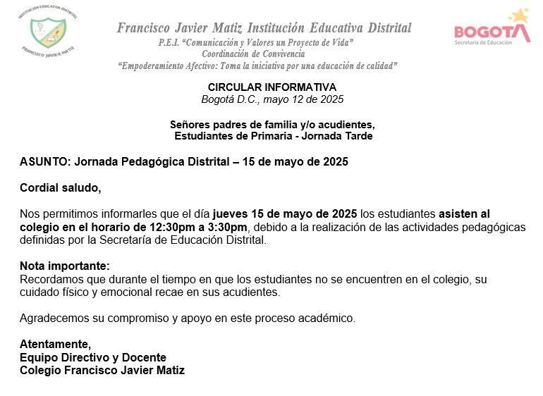 Jornada Pedagógica Distrital 15 de mayo de 2025 (actualización)