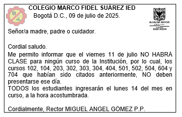 Circular 11 de julio