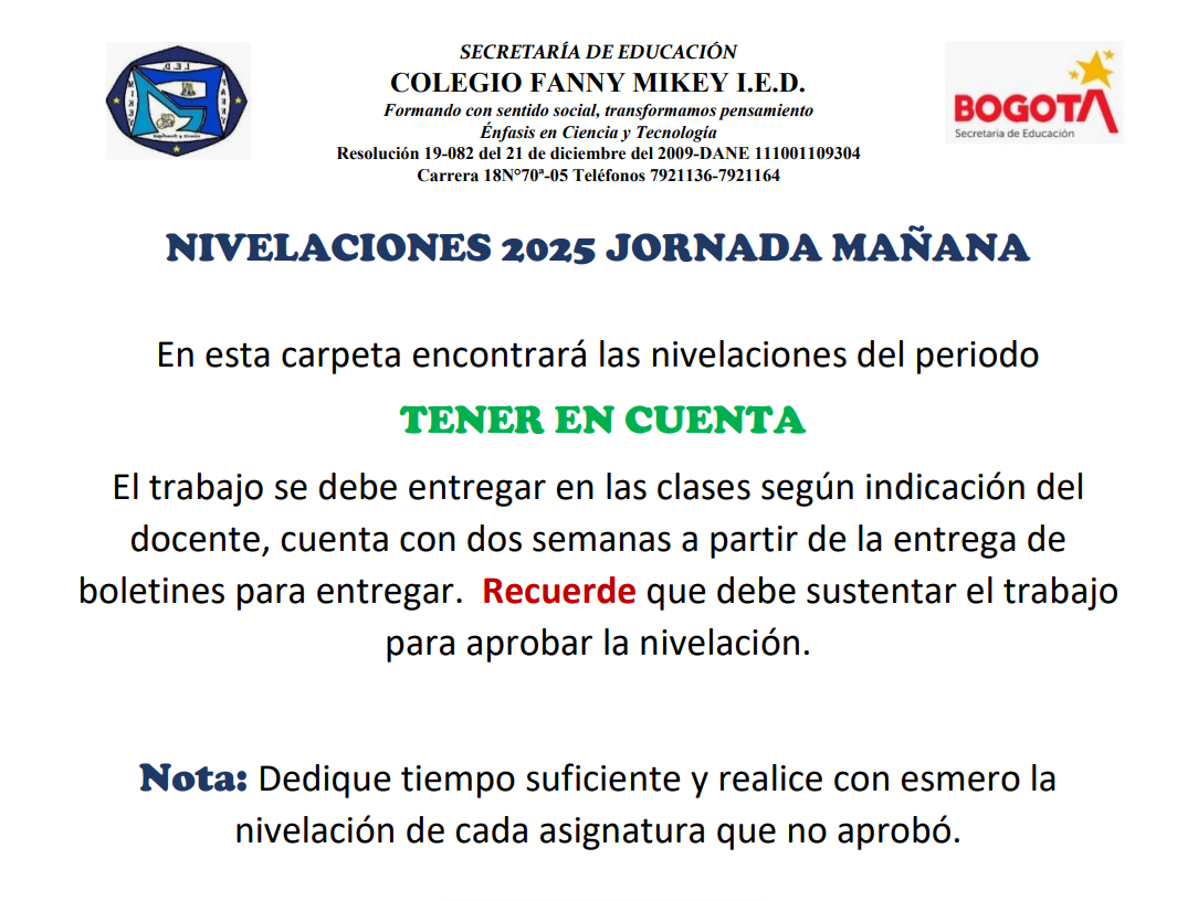 NIVELACIONES 2° TRIMESTRE 