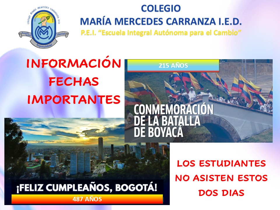  FECHAS IMPORTANTES 6 Y 7 DE AGOSTO