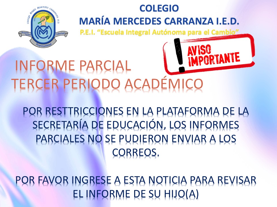 INFORME PARCIAL DEL TERCER PERIODO