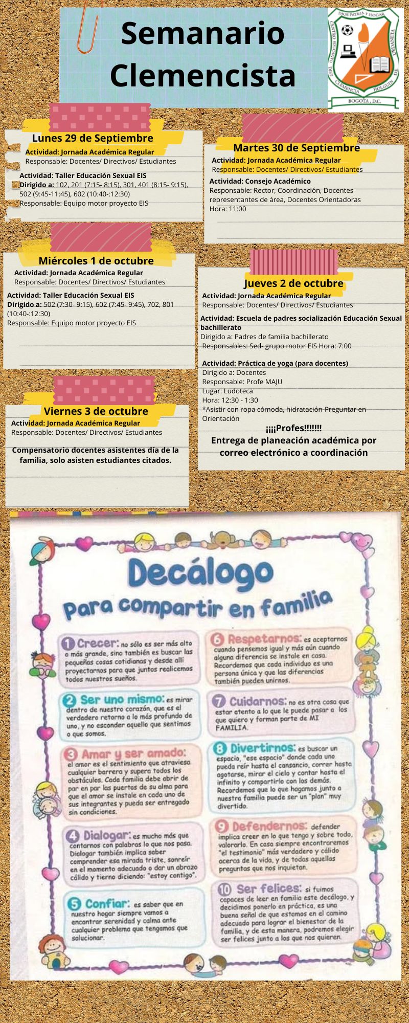 SEMANARIO CLEMENCISTA DEL 29 DE SEPTIEMBRE AL 3 DE OCTUBRE