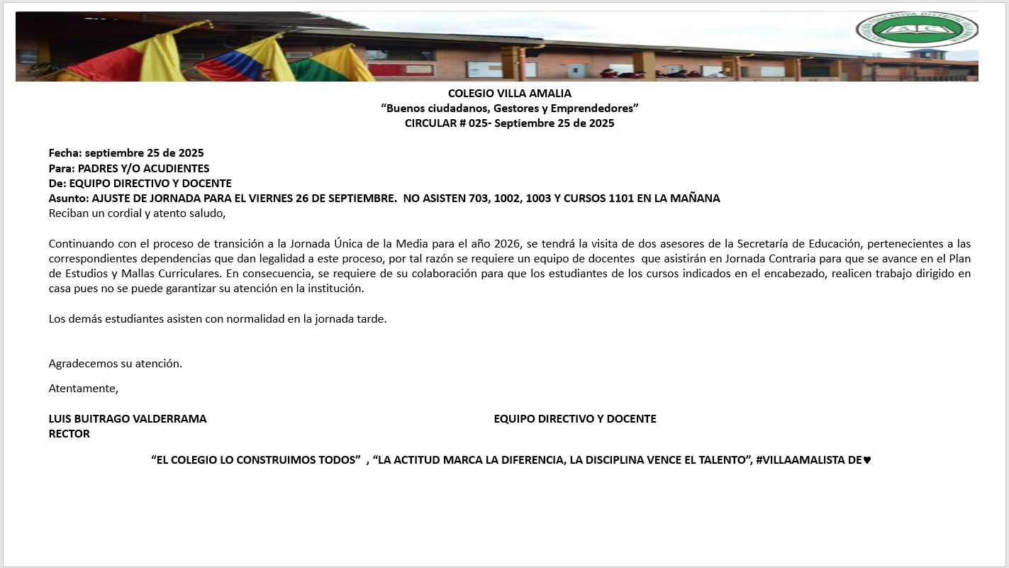 Circular 025 del 25 de Septiembre del 2025