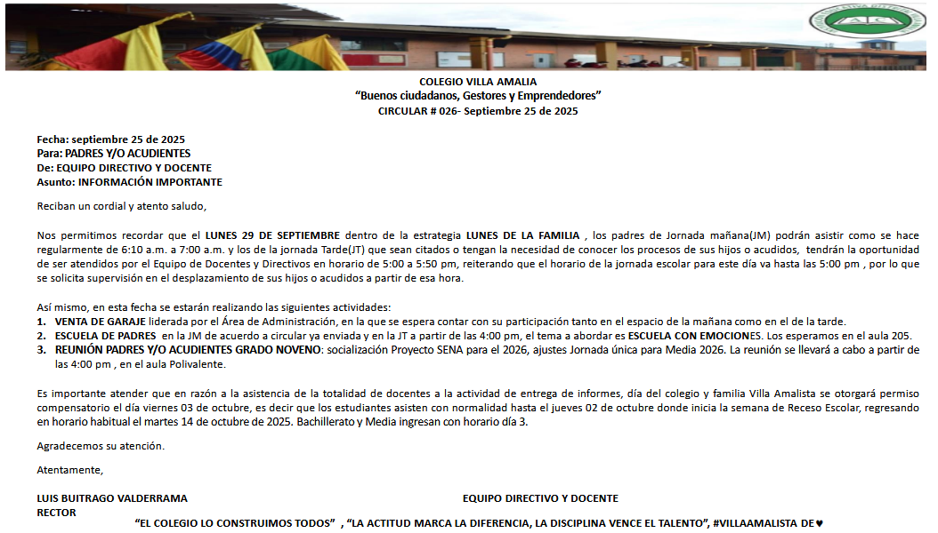 Circular 026 del 25 de Septiembre del 2025