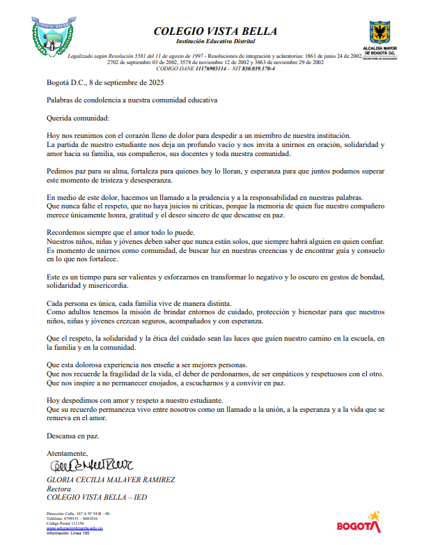 Palabras de Condolencia 