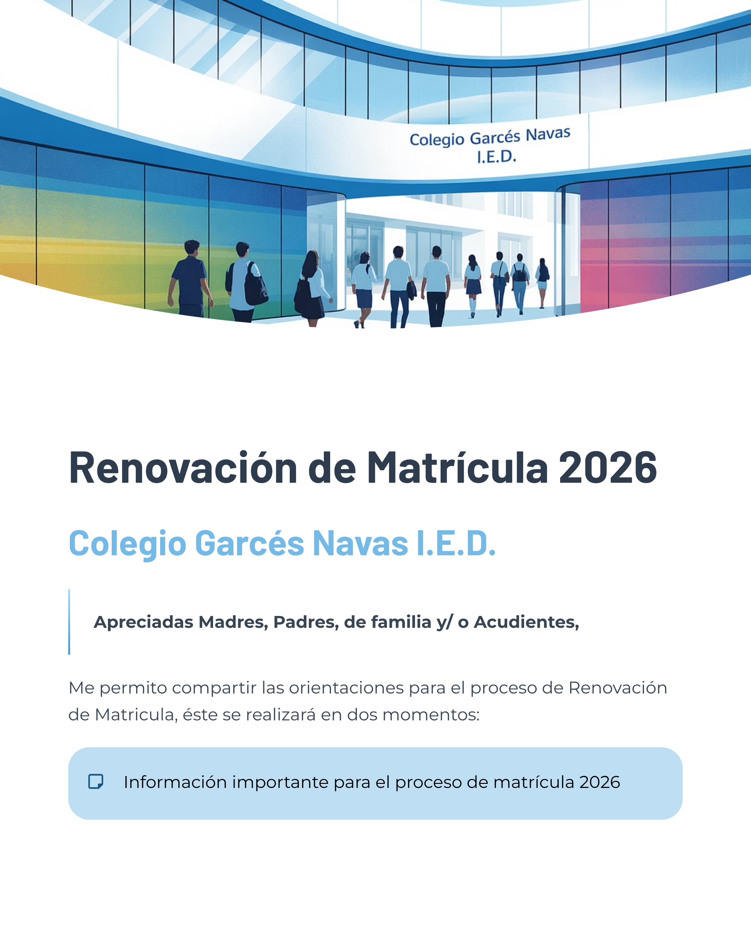 RENOVACIÓN DE MATRÍCULA 2026