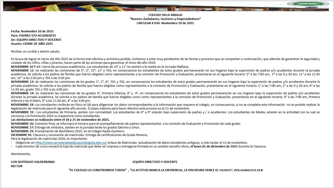 Circular 030 del 10 de Noviembre del 2025