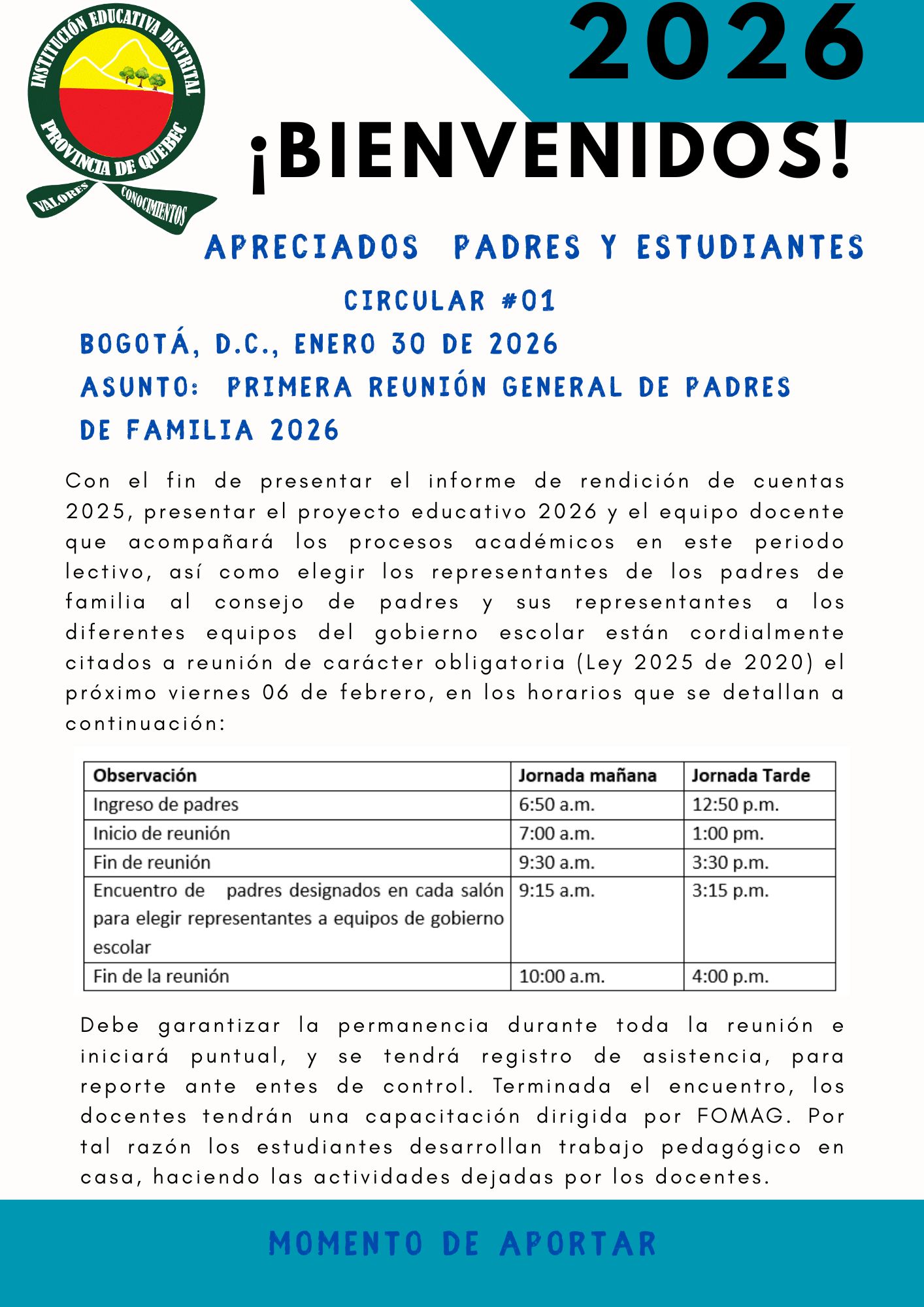 Citación a  reunión de padres  2025