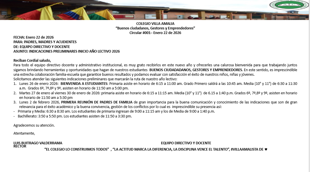 Circular 001 del 22 de Enero del 2026