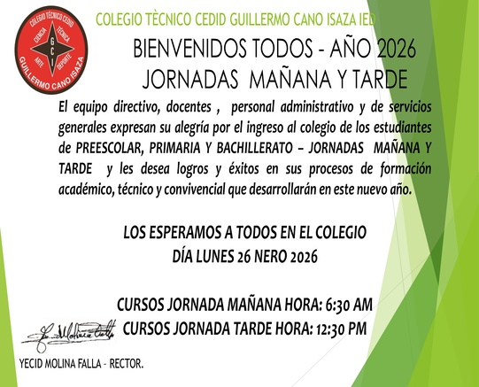 SALUDO BIENVENIDA AL NUEVO AÑO - COLEGIO TÉCNICO CEDID GUILLERMO CANO ISAZA IED - AÑO 2026