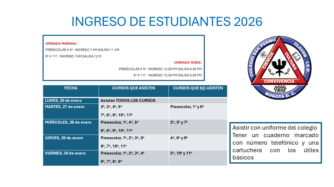 Ingreso de los estudiantes 2026