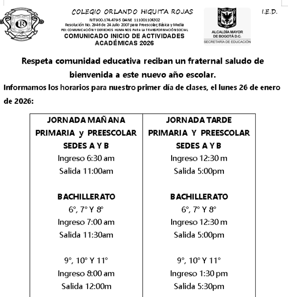 Inicio Clases año 2026