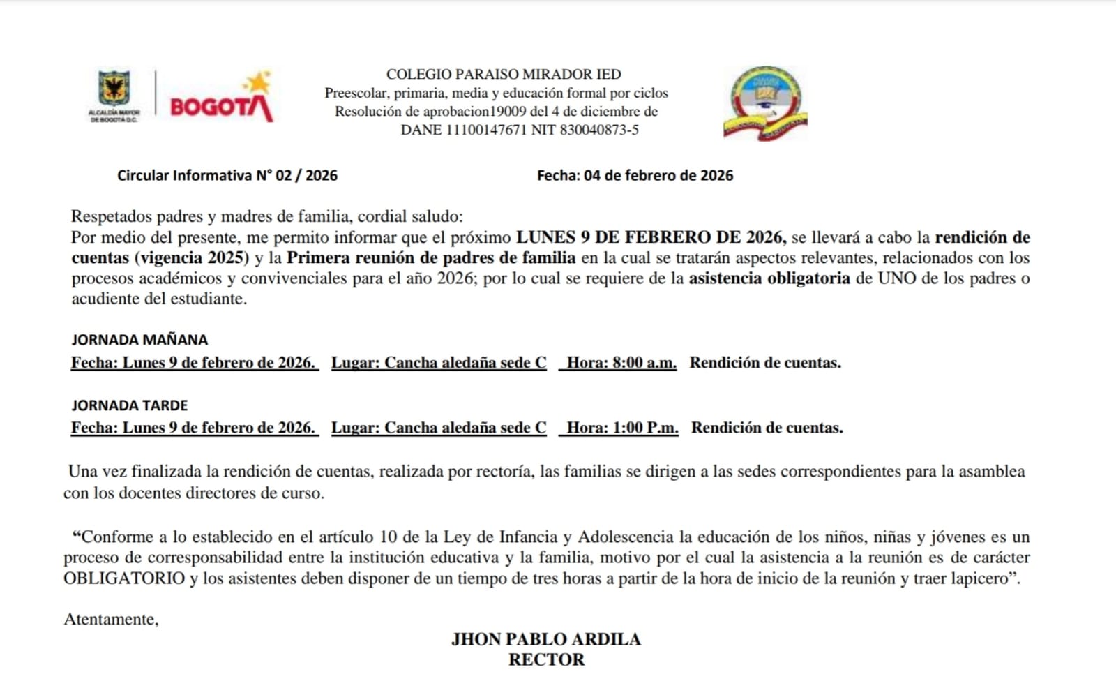 Circular 9 de febrero 2026