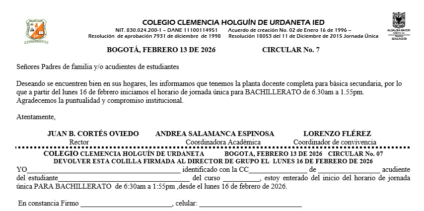 Inicio jornada única 