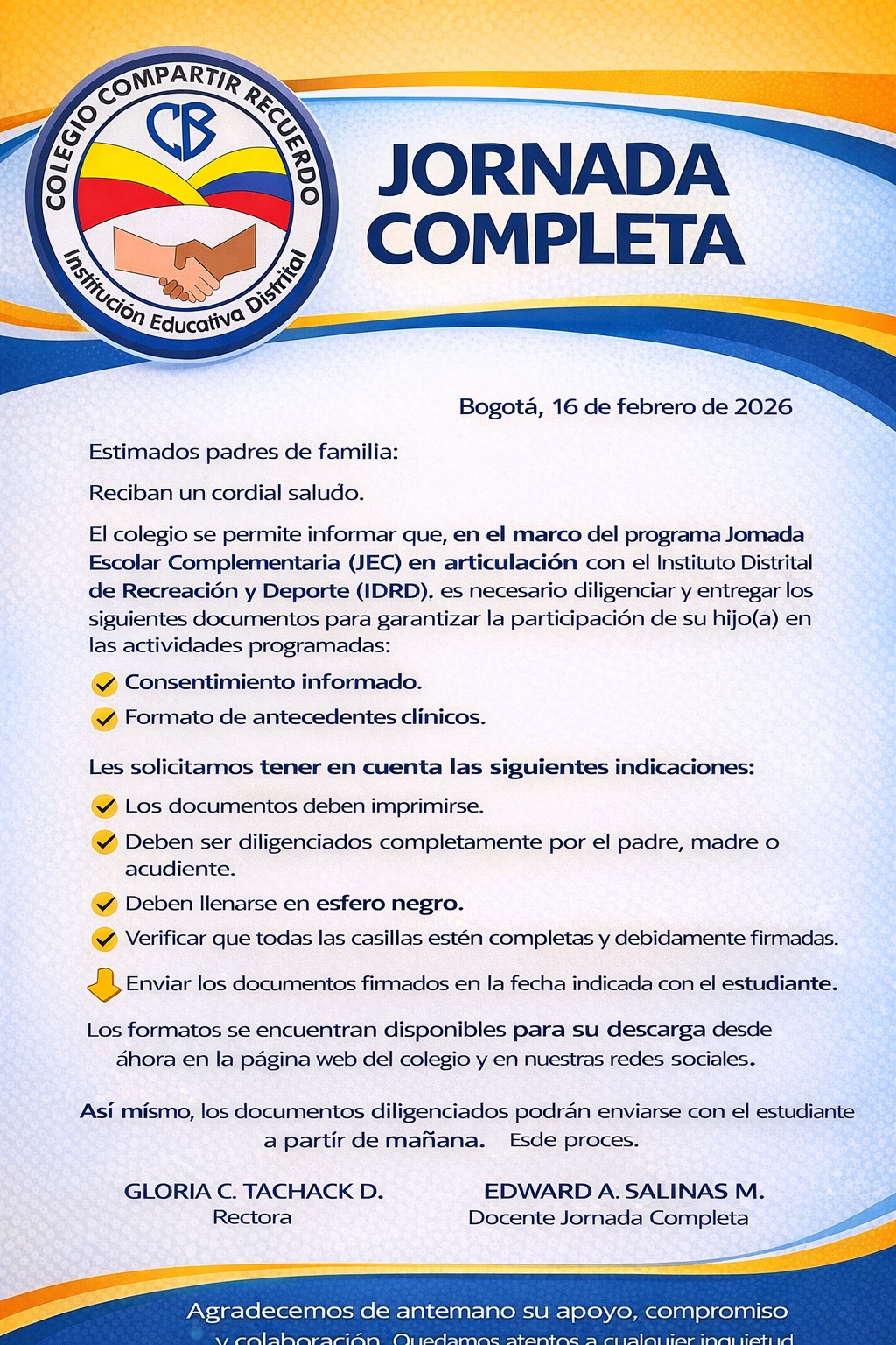 AVISO DOCUMENTOS JORNADA COMPLETA