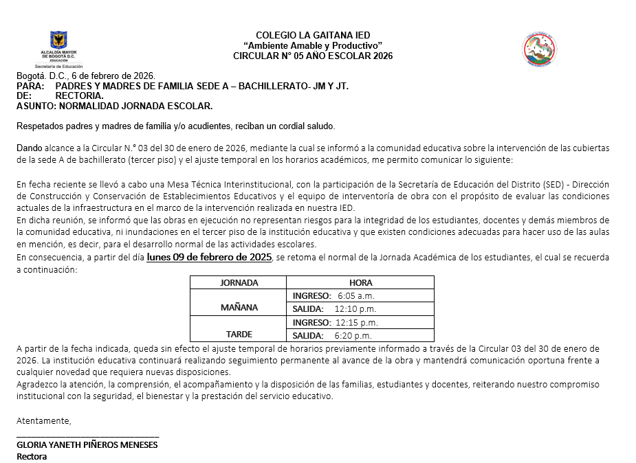 NORMALIDAD JORNADA ESCOLAR