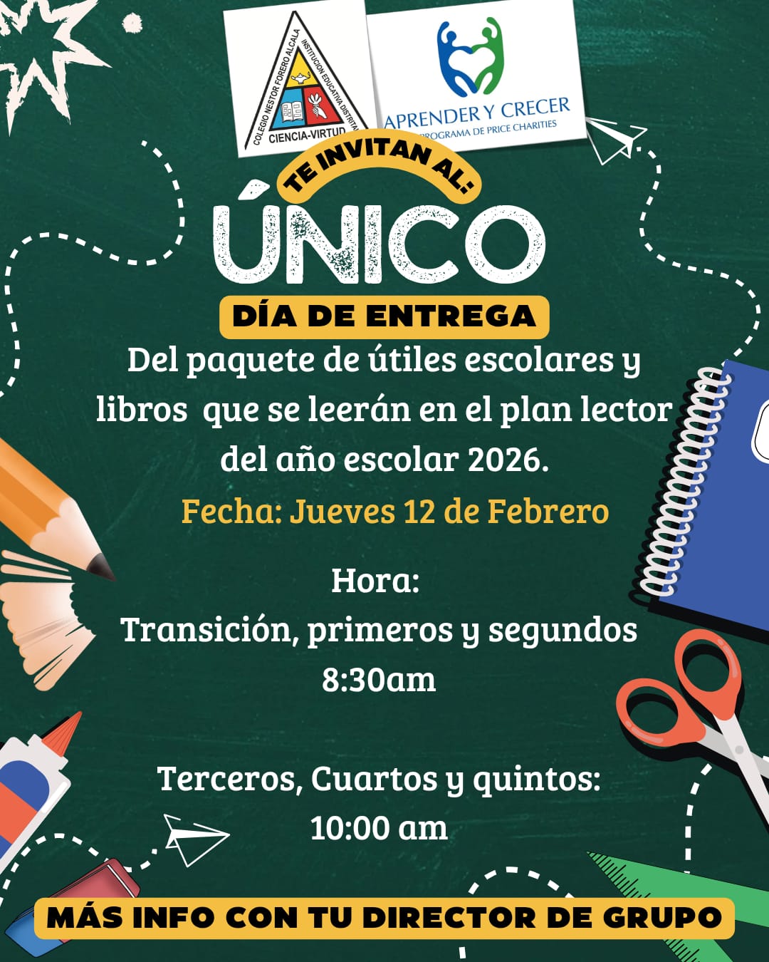 ¡Entrega de KIT escolar por parte de la Fundación Aprender y Crecer-12 de febrero ÚNICO DÍA!