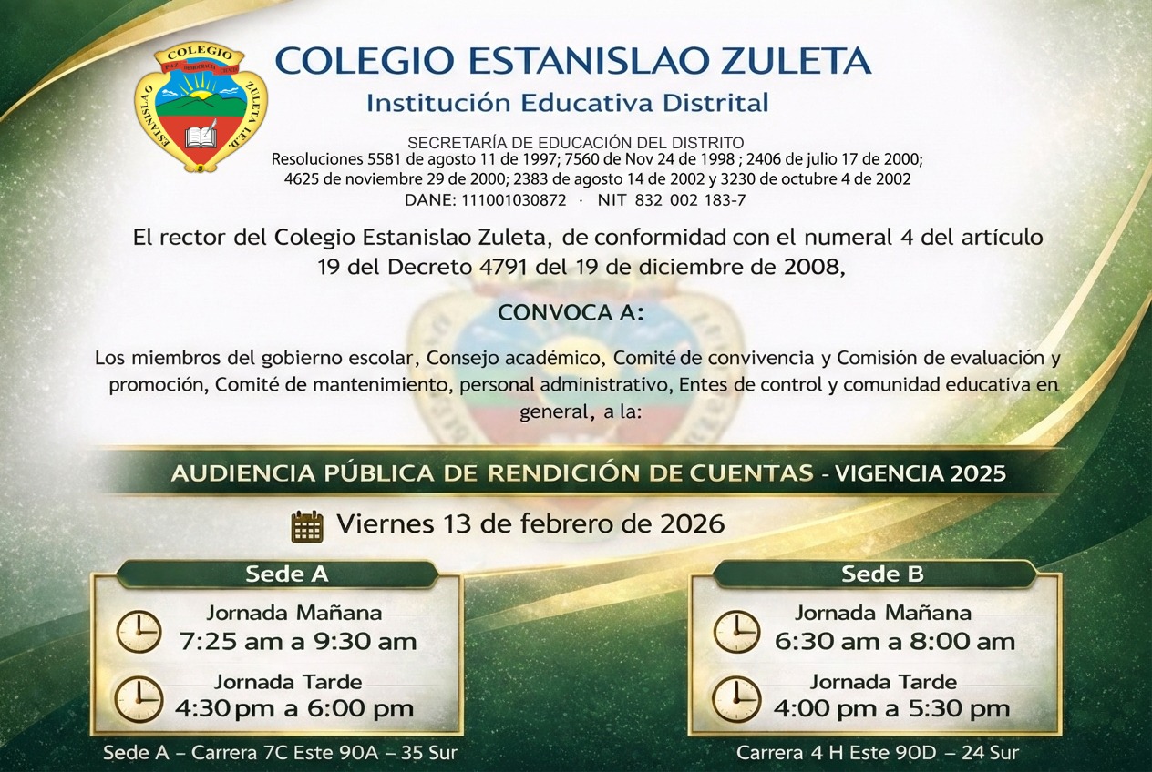 Rendicion de cuentas colegio Estanisla Zuleta.