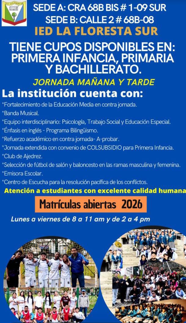 Cupos Colegio La Floresta Sur