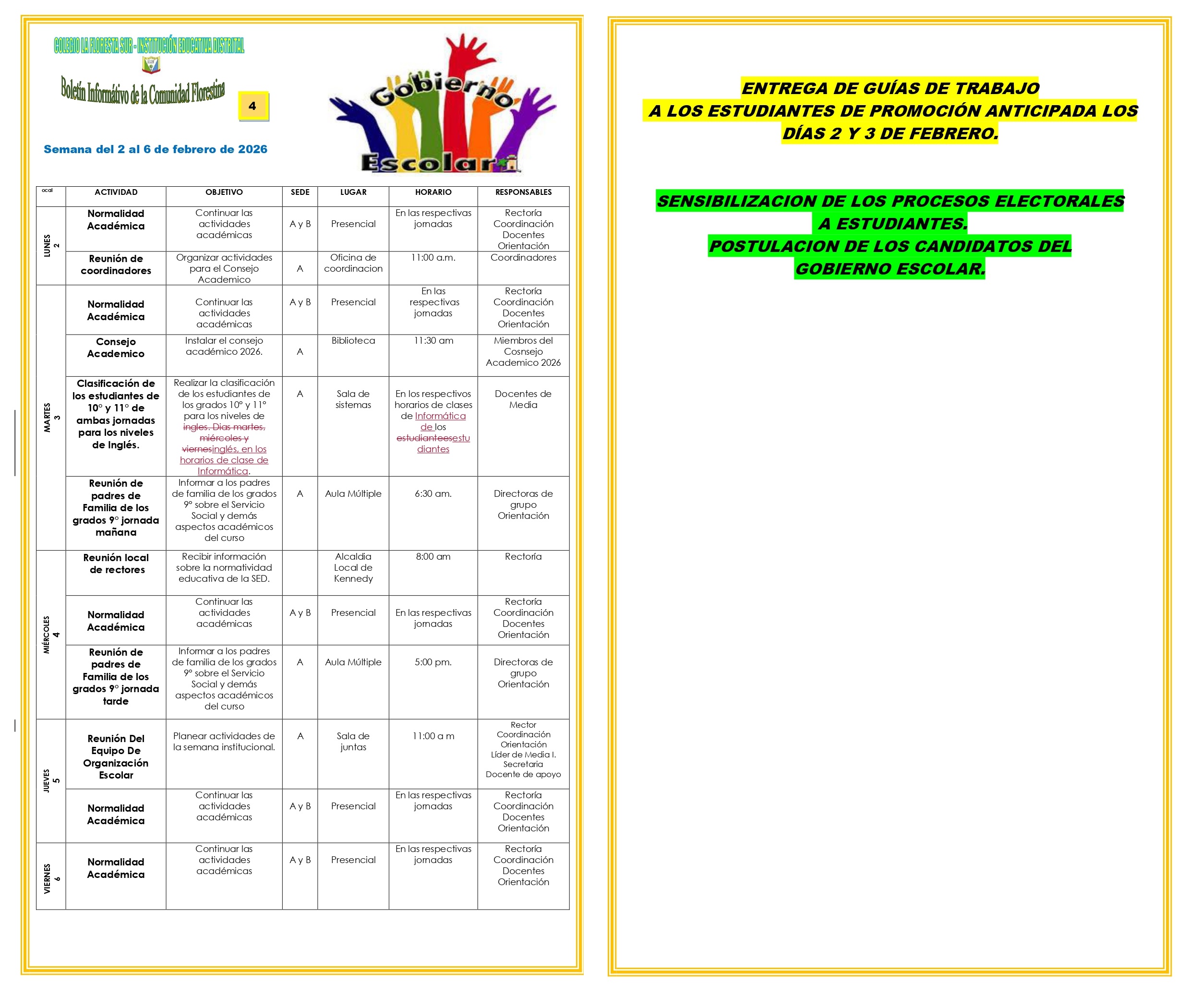 Boletín informativo semanal
