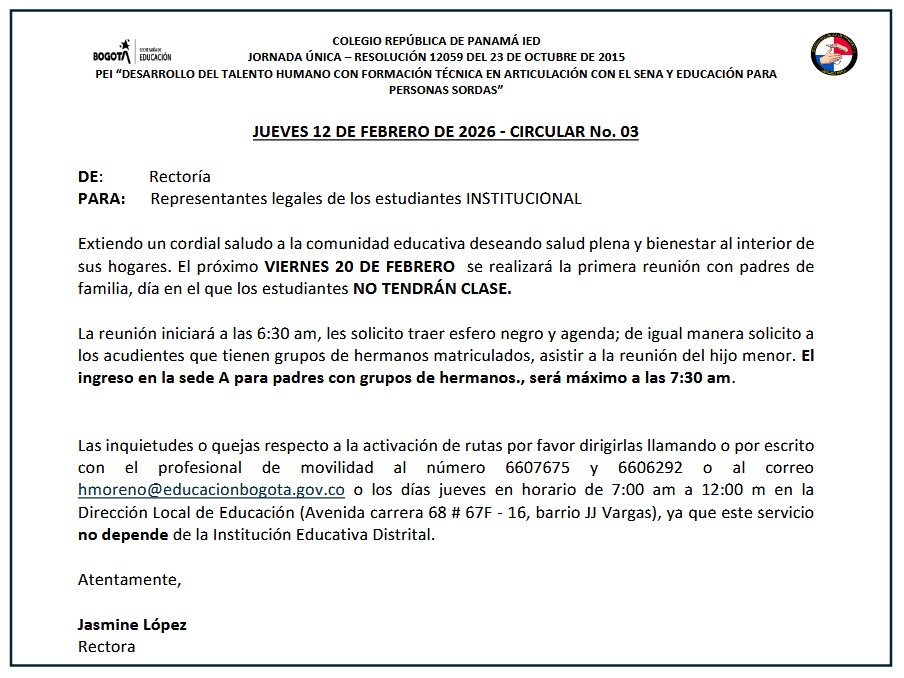 El próximo VIERNES 20 DE FEBRERO se realizará la primera reunión con padres de familia.