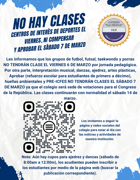 No hay clases de JEC ni viernes ni sábado
