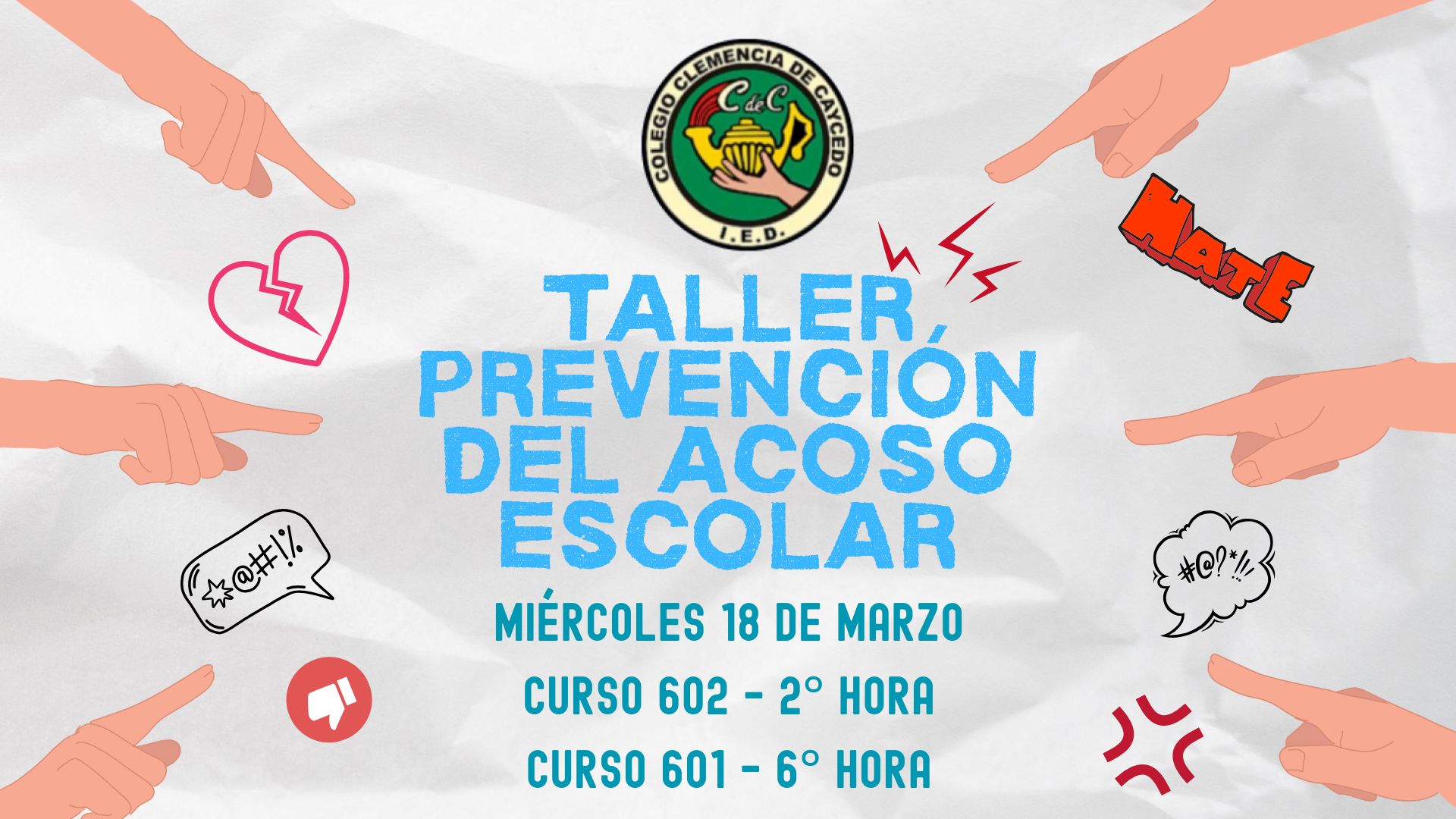 Taller prevención del acoso escolar 601 y 602