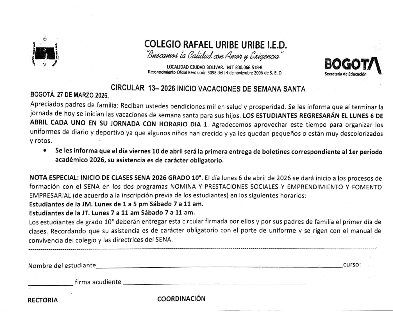 CIRCULAR SEMANA SANTA